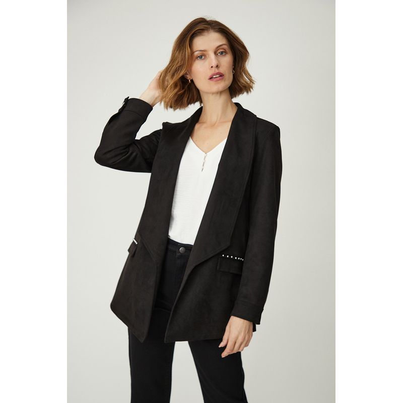 MA GRIFFE - Tapado Abierto Negro Mujer Magriffe