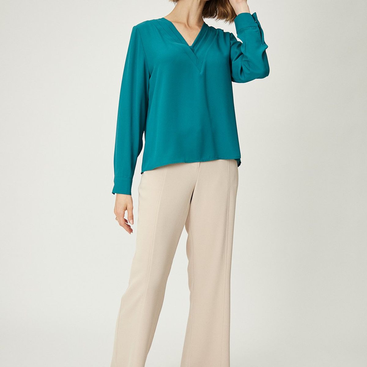 MA GRIFFE - Blusa Manga Larga Verde Cata Mujer Magriffe