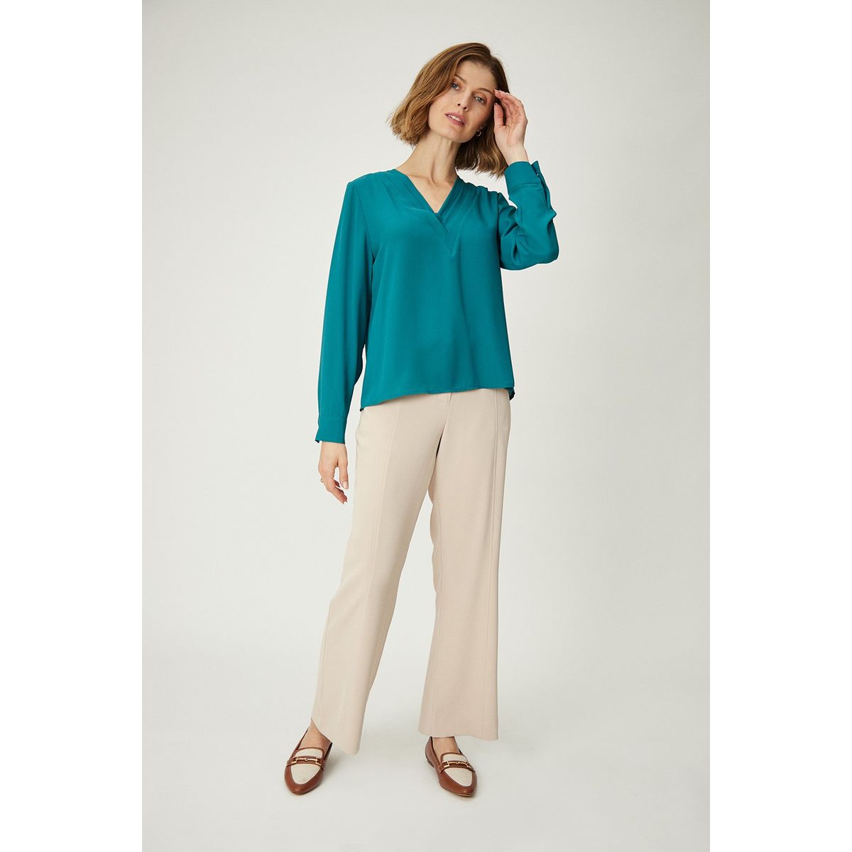 MA GRIFFE - Blusa Manga Larga Verde Cata Mujer Magriffe