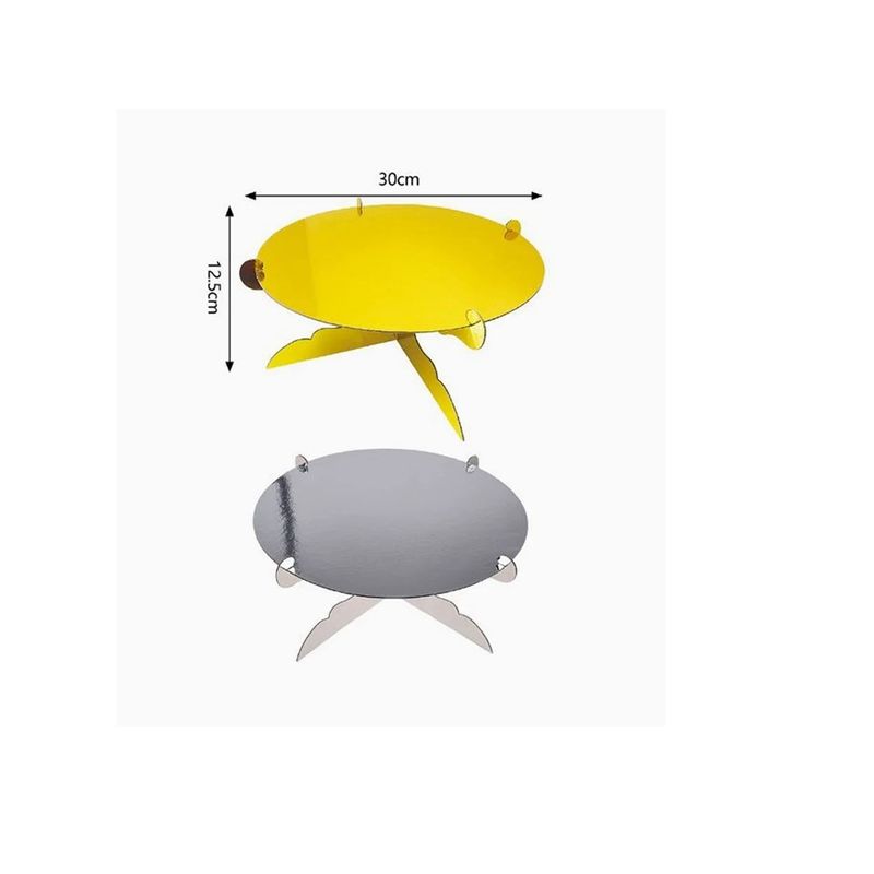 GENERICO - Soporte De Torta 1 Nivel Amarillo Y Plateado 12.5x 30cm
