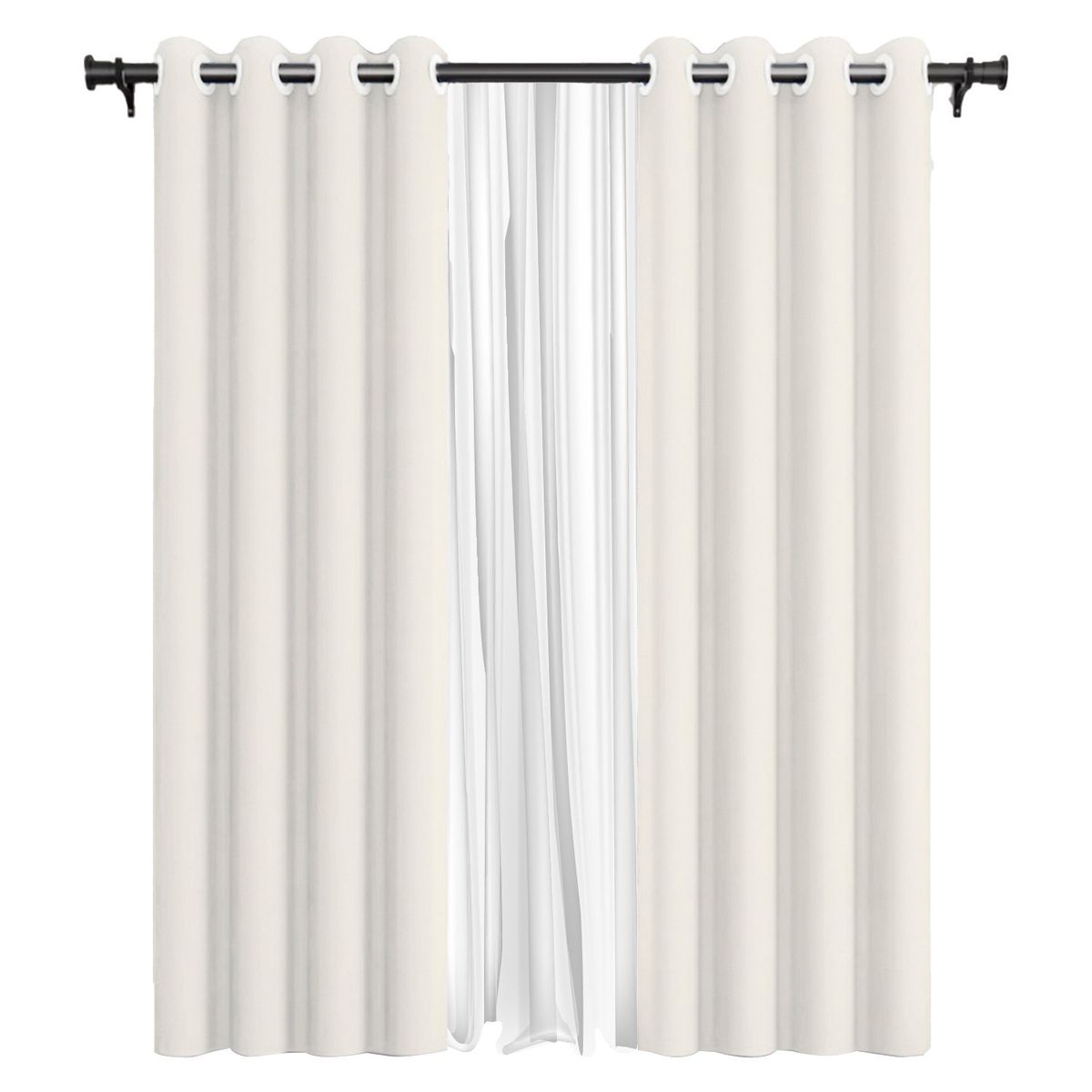 VINCENZI - Pack Cortina de Tela Blackout + Velo Vincenzi 140x220 Blanca