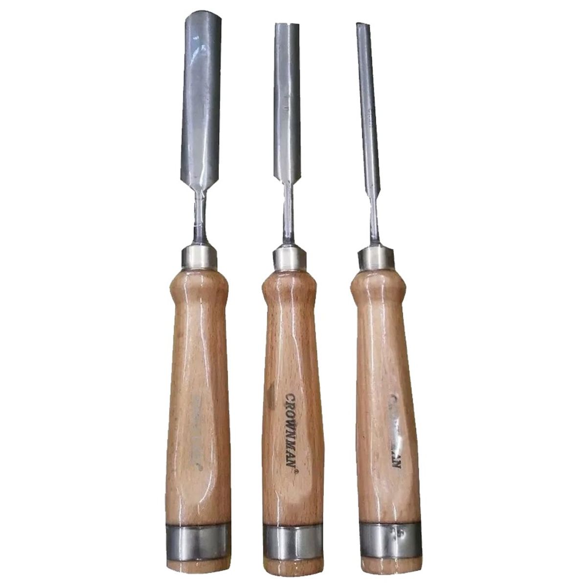 GENERICO - Set 3 Gubias Profesional Acero Mango Madera 8mm- 15mm- 22mm