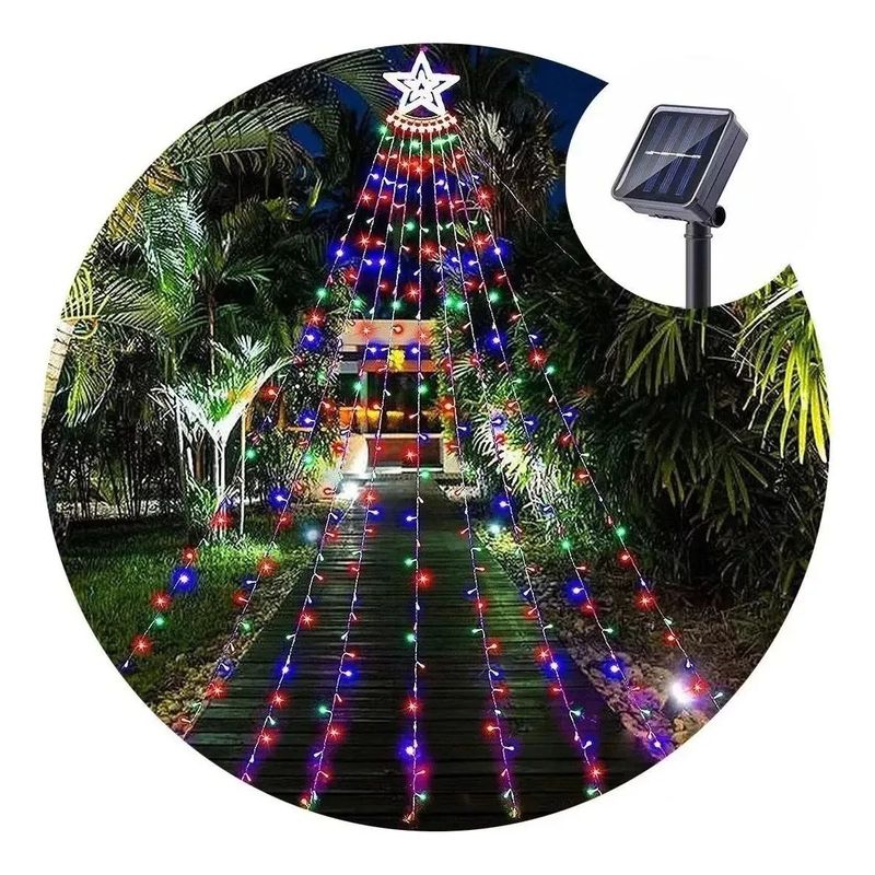 SHOP EHOME BAG - Luces Led Estrella Cortina Solar Exterior Navidad Guirnalda Multicolor