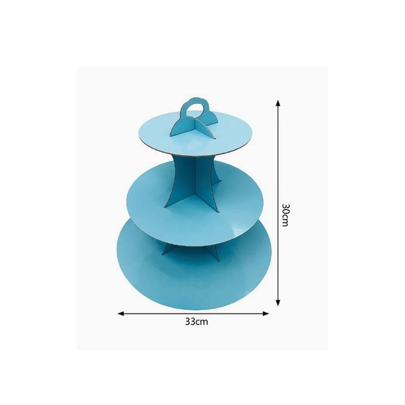 GENERICO - Soporte de Torta 3 Niveles Azul Claro 33x30cm