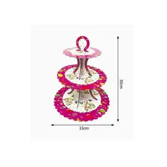 GENERICO - Soporte de Torta 3 Niveles Rosa Con Blanco 33x30cm