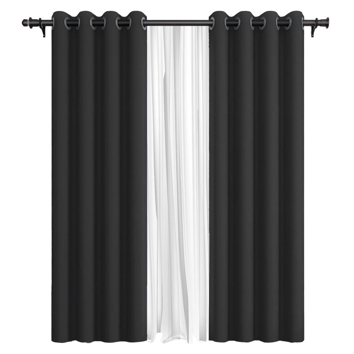 VINCENZI - Pack Cortina de Tela Blackout + Velo Vincenzi 140x220 Gris Grafito