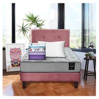 Combo Cama Cannon 1.5 Plaza Textil + Respaldo Tela Palo Rosa