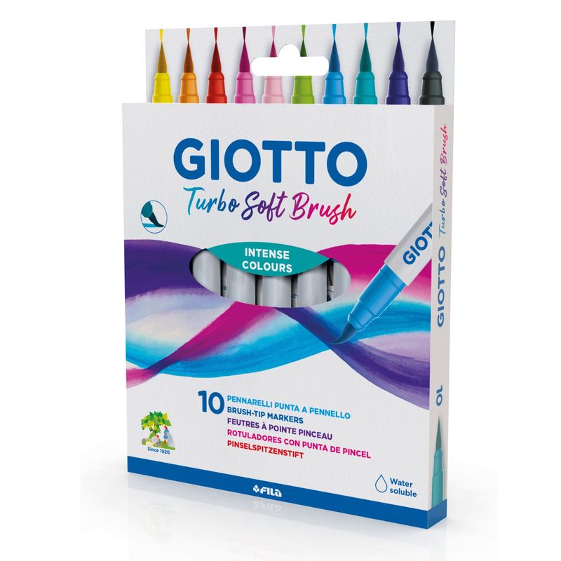 GIOTTO - Marcador Punta Pincel Giotto Turbo Soft Brush 10 Colores