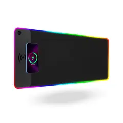 PWRFITNESS - Mousepad con Cargador inalambrico y borde RGB