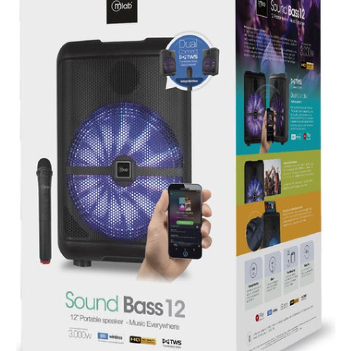 MLAB - Parlante Bluetooth Mlab Karaoke Sound Bass 12 9103