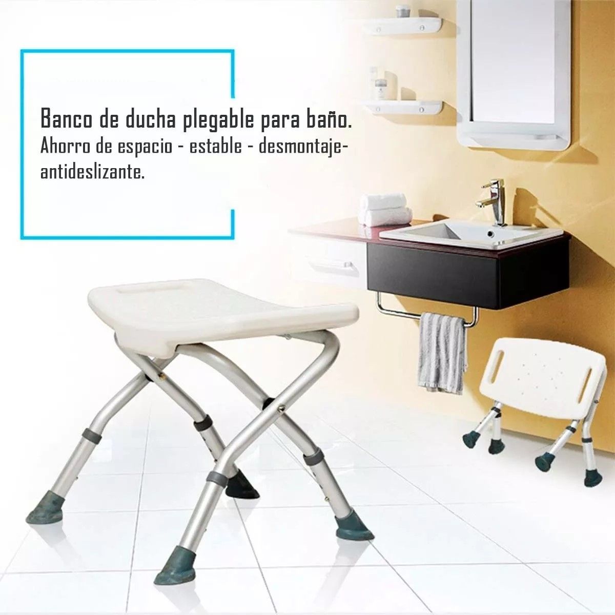 ONEDER - Piso O Banca De Ducha Plegable Con Altura Regulable OMC401