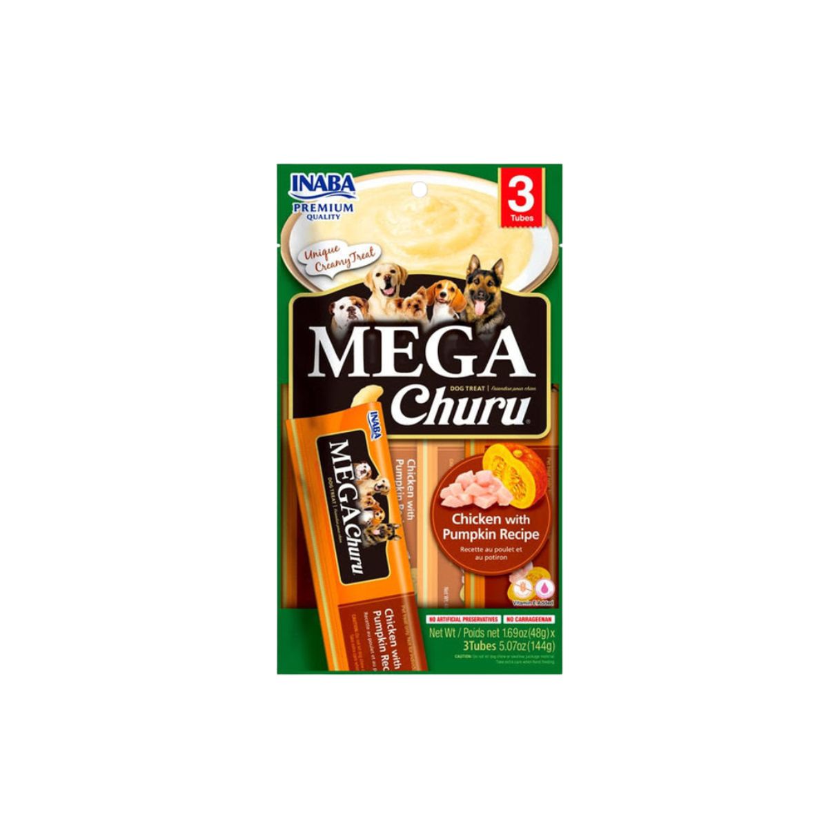 INABA - Mega Churu Perro - Pollo Zapallo - Pack De 3 - Snack Premio