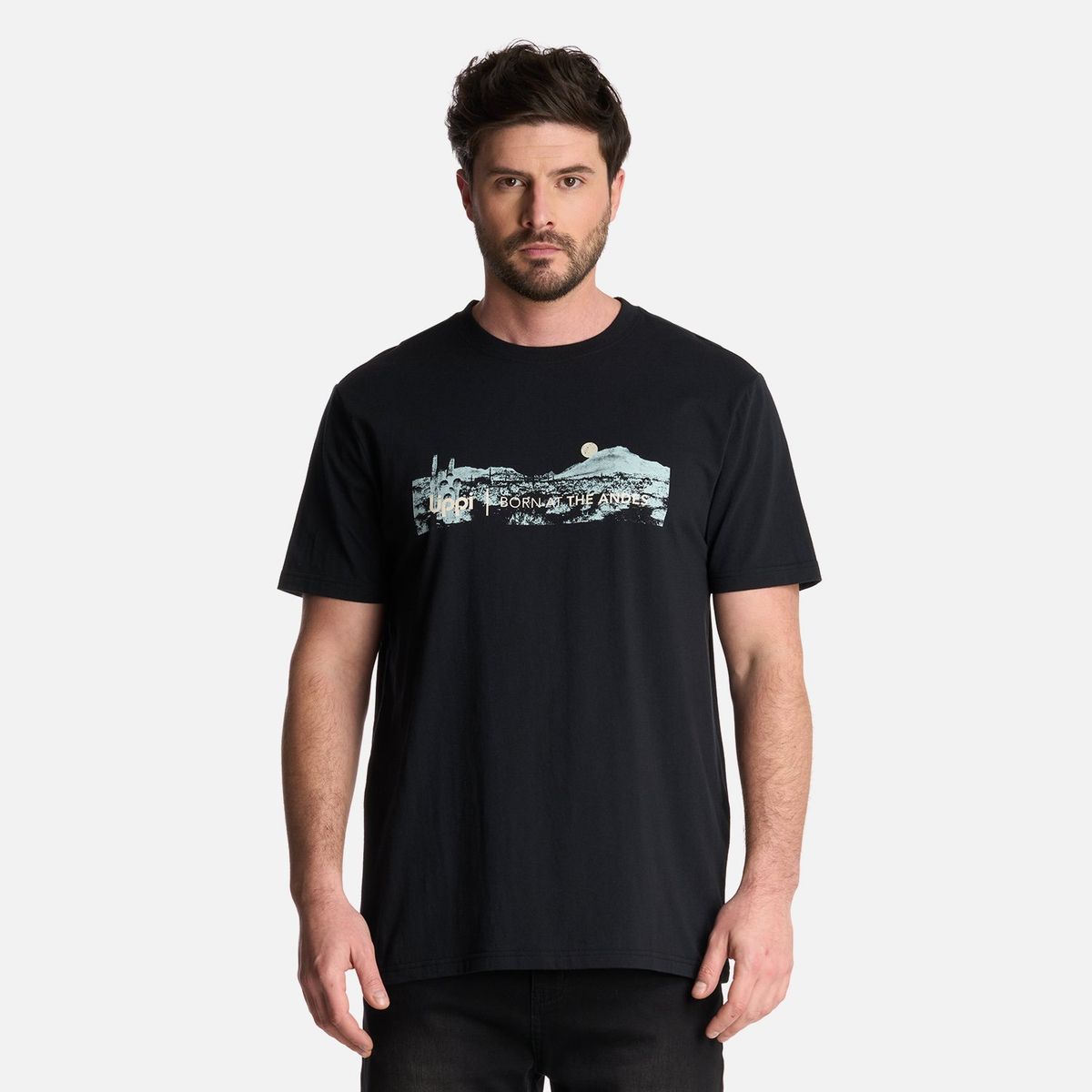 LIPPI - Polera Hombre Logo Lippi Front Print T-Shirt Negro Lippi