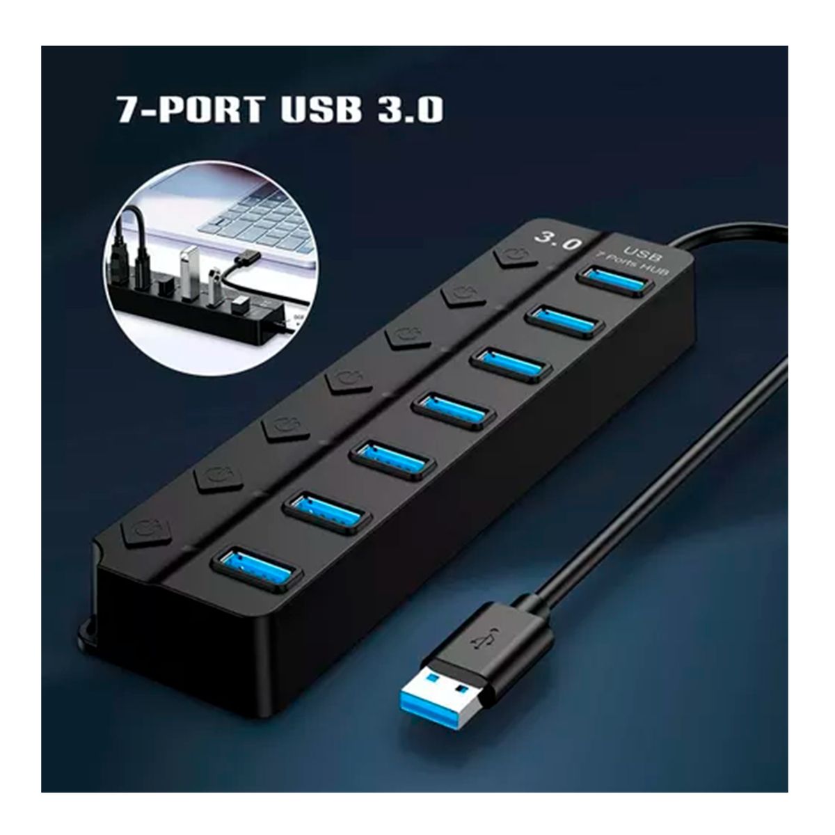 GENERICO - Hub Splitter 7 Usb 3.0 A Para Windows Y Mac
