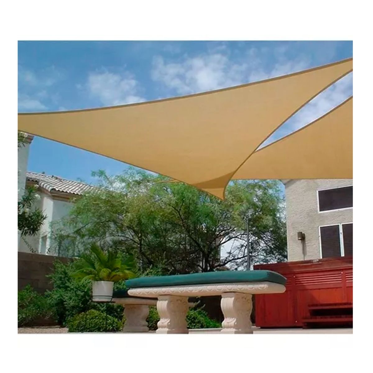 GENERICO - Toldo Vela Triangular 3.5 X 3.5 X 3.5 Mts Beige