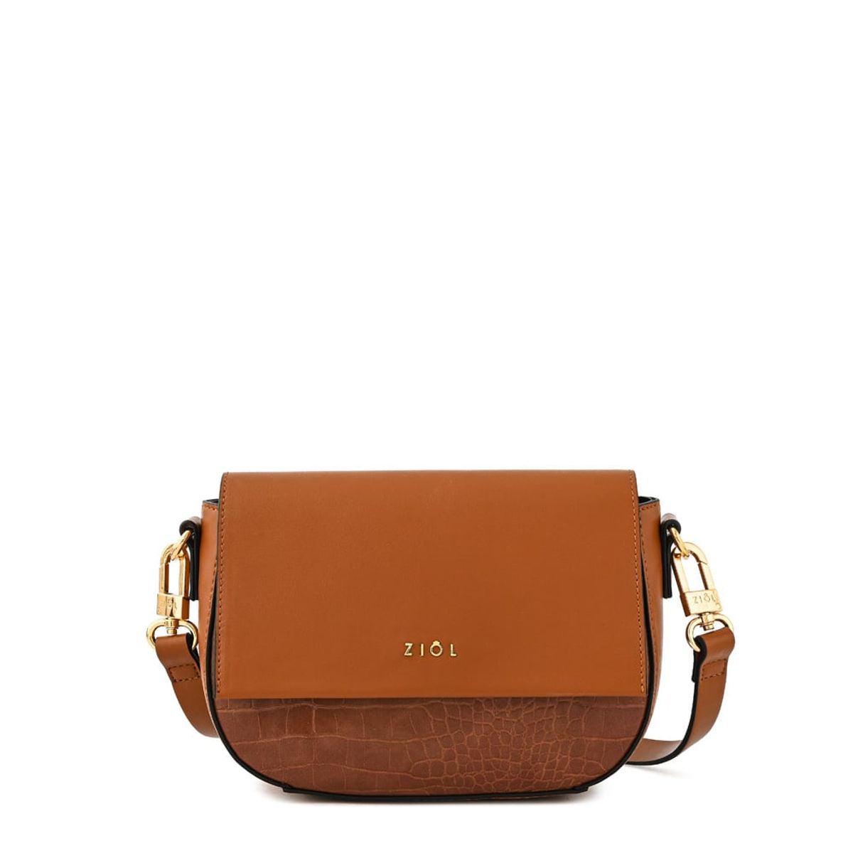 ZIOL - Cartera bandolera con tapa pequeña callie café
