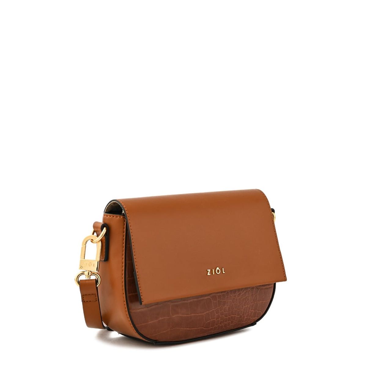ZIOL - Cartera bandolera con tapa pequeña callie café