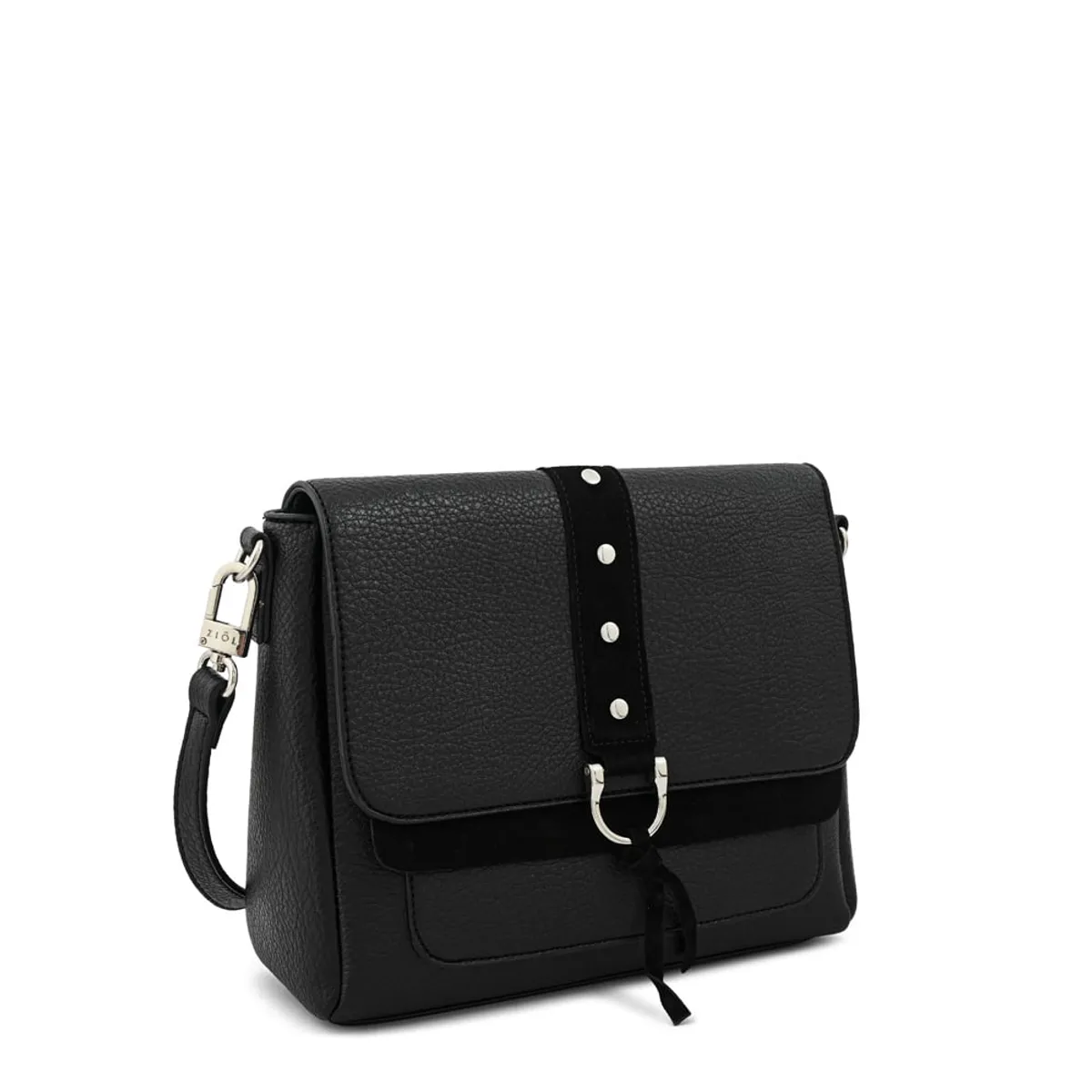 ZIOL - Cartera bandolera con tapa althea pequeña negro