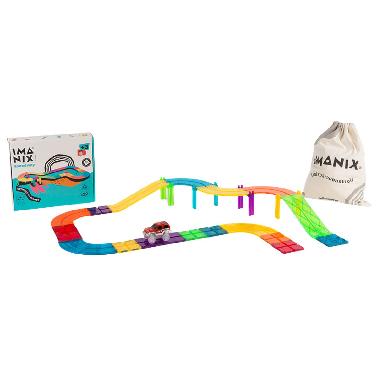 BRAINTOYS - Imanix Pista de Carrera 22 piezas magnéticas