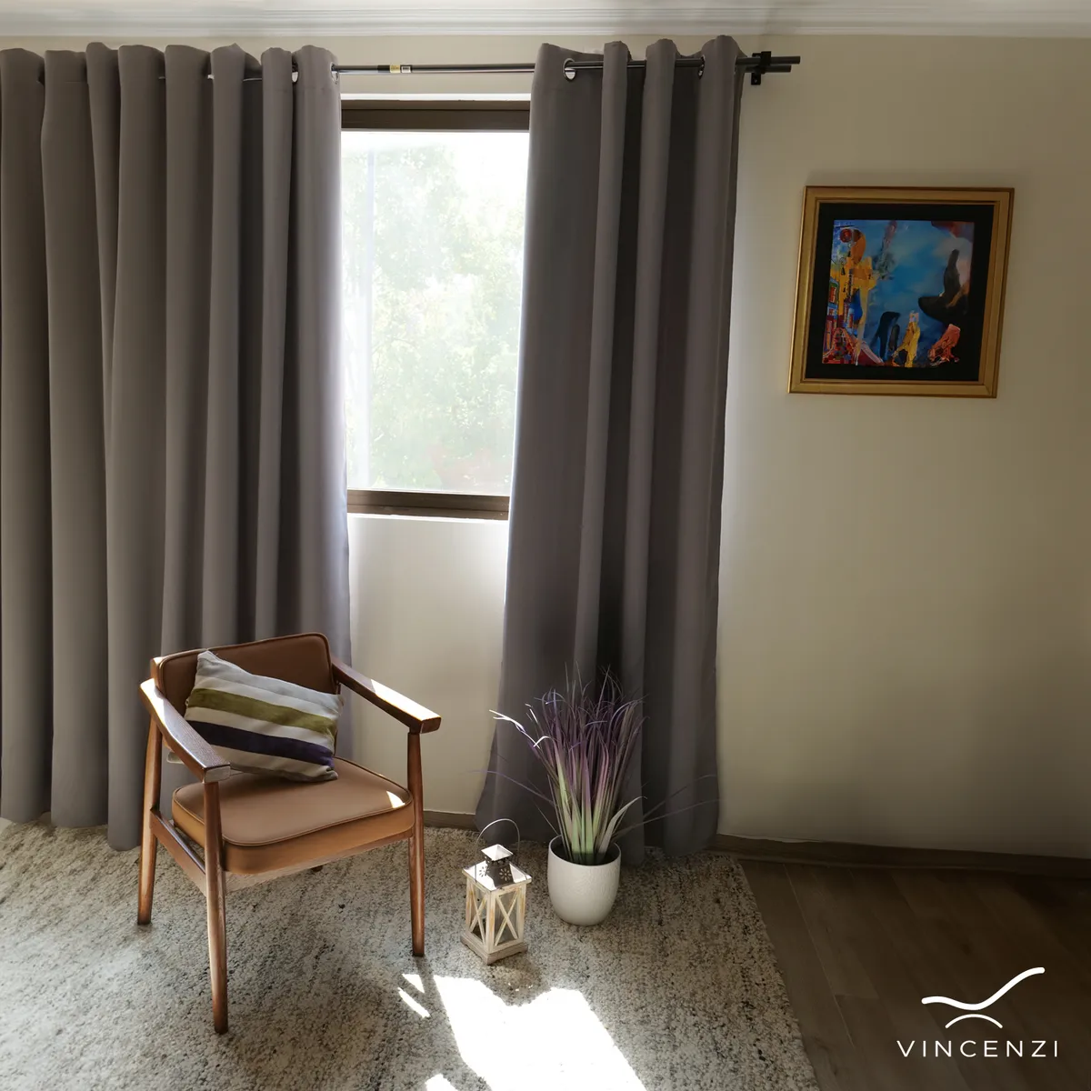 VINCENZI - Pack Cortina de Tela Blackout Vincenzi 140x220 Gris