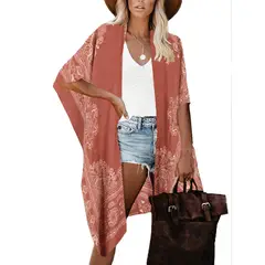 MOSS ROSE - Estampado floral bohemio para mujer Cover up beachwear coverup