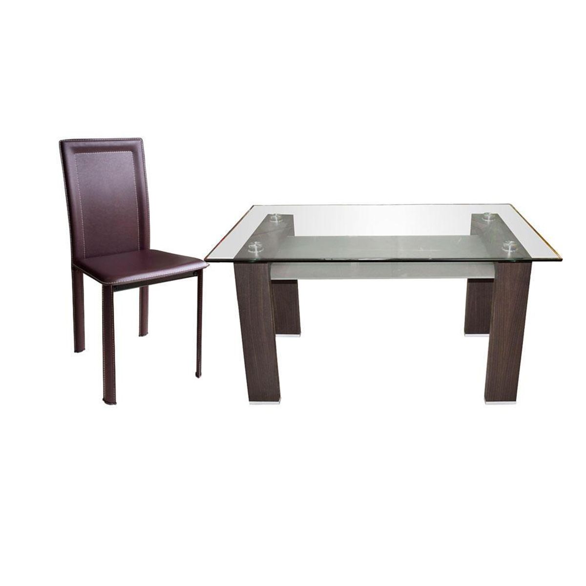 SPAZZIO - Escritorio Prisma nogal 115 cm + 1 silla Royal café