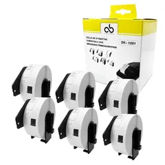 CELLBOX - Pack de 6 Rollos + Soporte Etiqueta DK 1201 - 29mm x 90mm