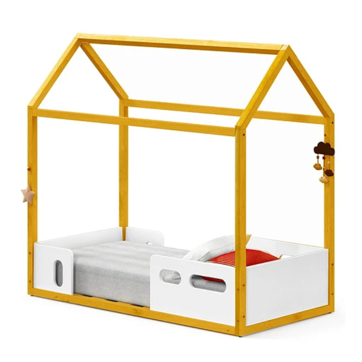 KIDSCOOL - Cama Infantil Casita Blanco  Caramelo