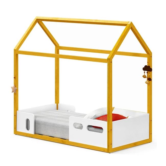 KIDSCOOL - Cama Infantil Casita Blanco  Caramelo