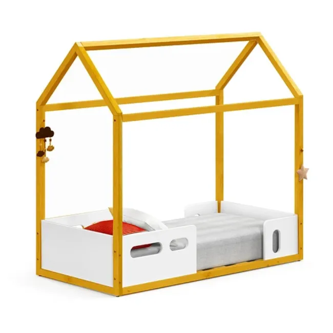 KIDSCOOL - Cama Infantil Casita Blanco  Caramelo