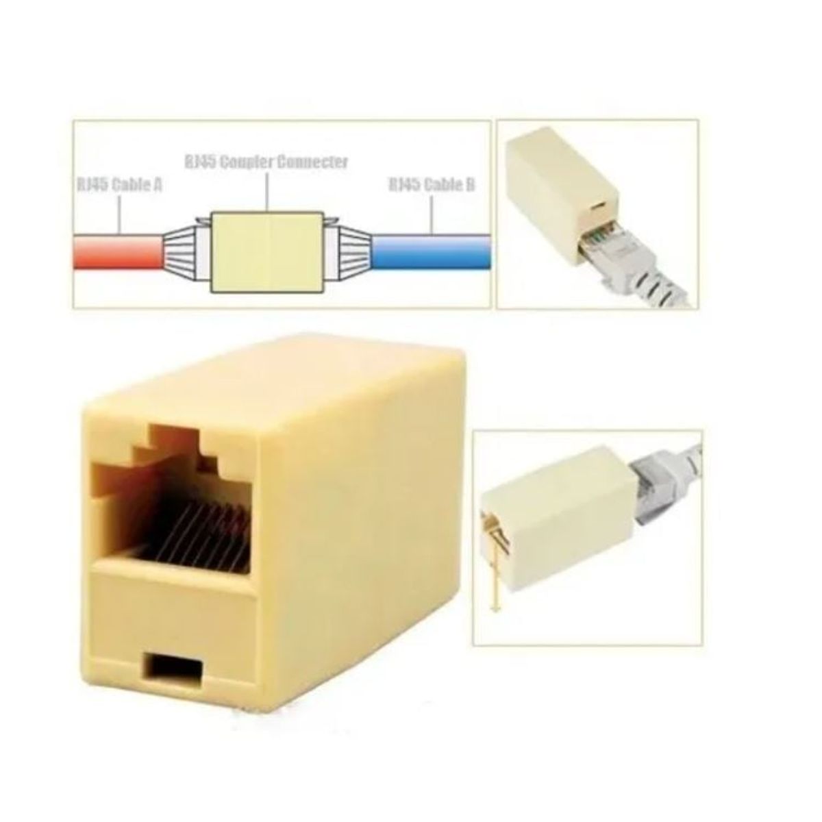 GENERICO - Adaptador Lan Rj45 Hembra Hembra Extension Cables Red