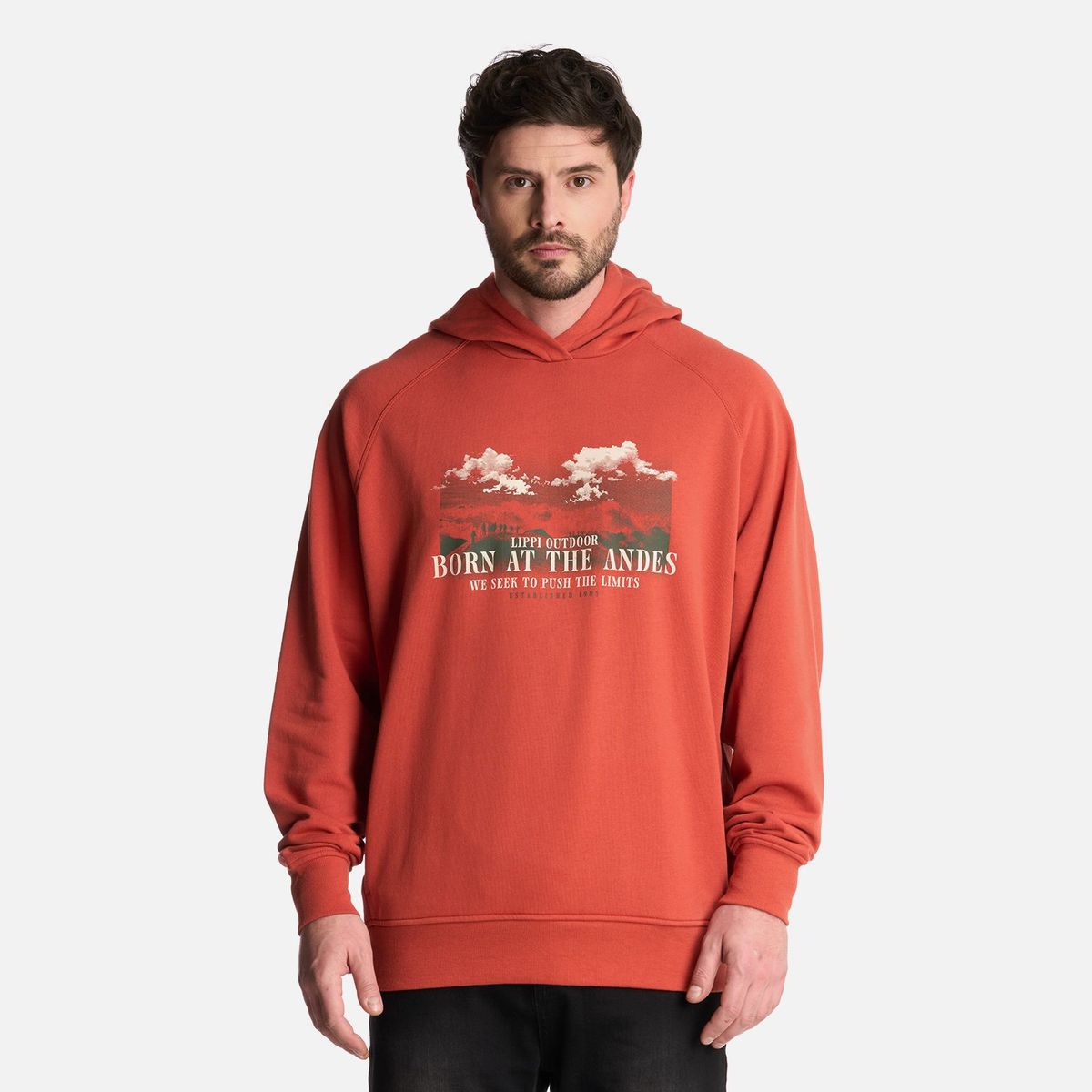 LIPPI - Polerón Hombre Insigne Hoody Sweatshirt Front Print Terracota Lippi