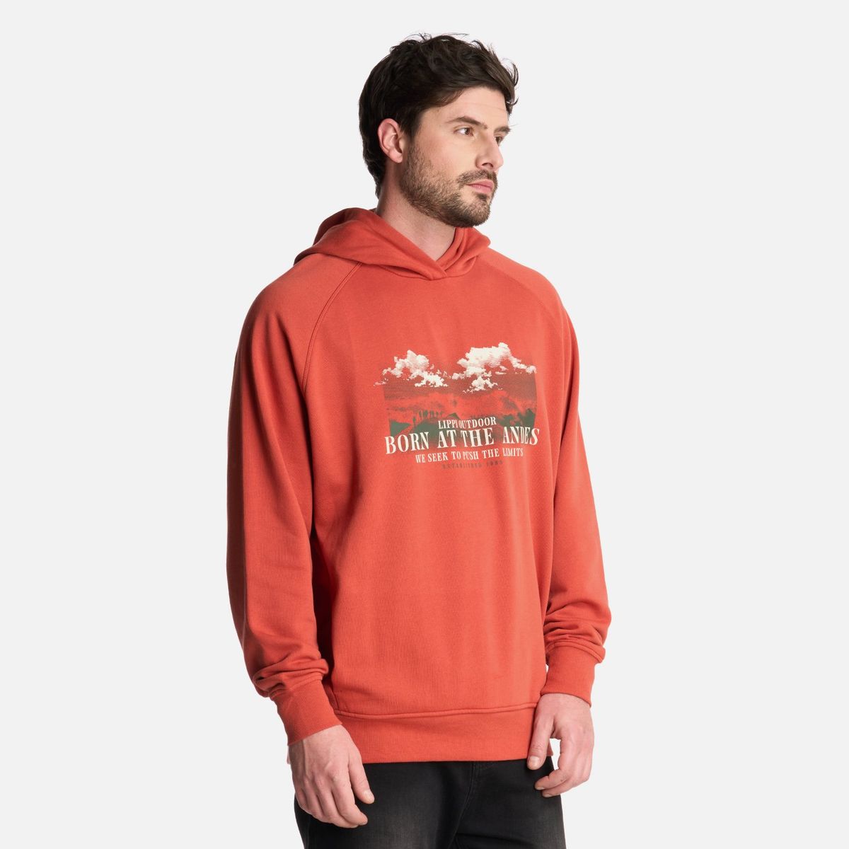 LIPPI - Polerón Hombre Insigne Hoody Sweatshirt Front Print Terracota Lippi