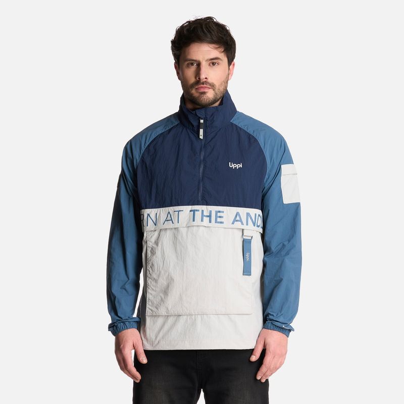 LIPPI - Chaqueta Hombre WindCity WindBreaker 1/4 Zip Jacket Azul Piedra Lippi
