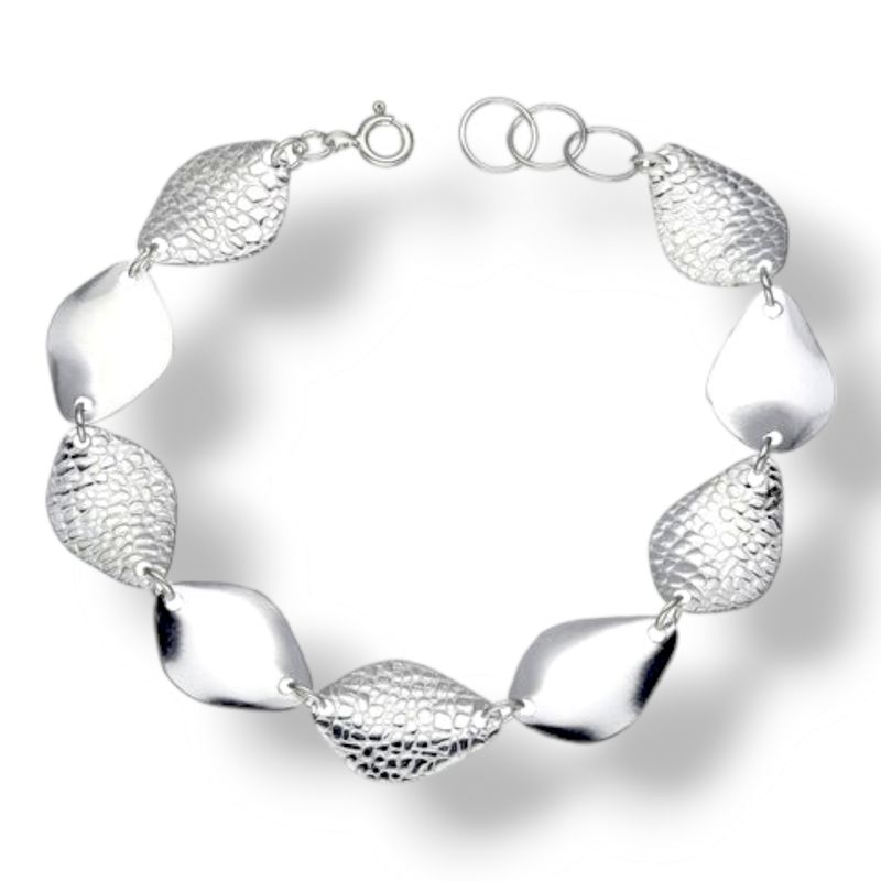 GENERICO - Pulsera de Plata Hojas Martilladas plata nacional