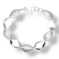 GENERICO - Pulsera de Plata Hojas Martilladas plata nacional