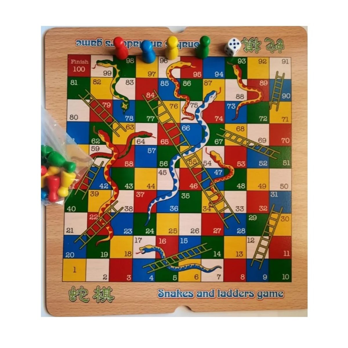 GENERICO - Juego de tablero doble Ludo + Serpientes y Escaleras