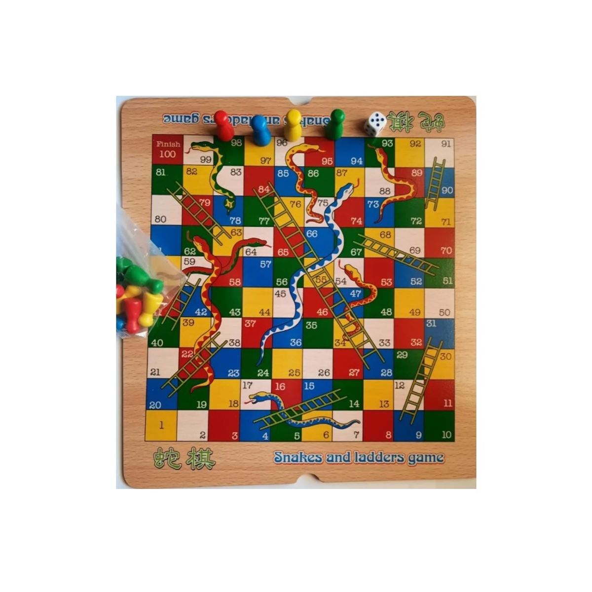 GENERICO - Juego de tablero doble Ludo + Serpientes y Escaleras