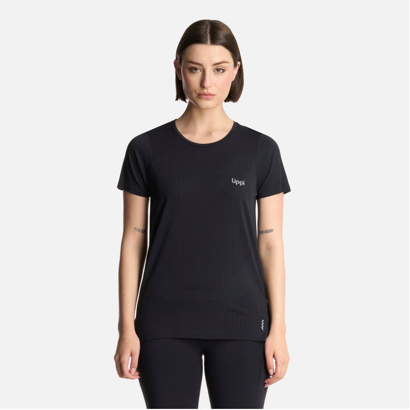 LIPPI - Polera Mujer 4 Run Seamless Trail Short Sleeve T-Shirt Negro Lippi