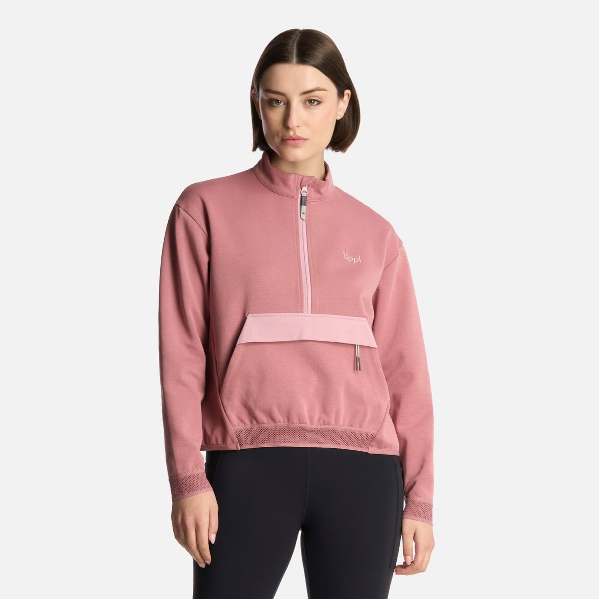 LIPPI - Polerón Mujer DownStreet 1/4 Zip Sweatshirt Rosa Oscuro Lippi