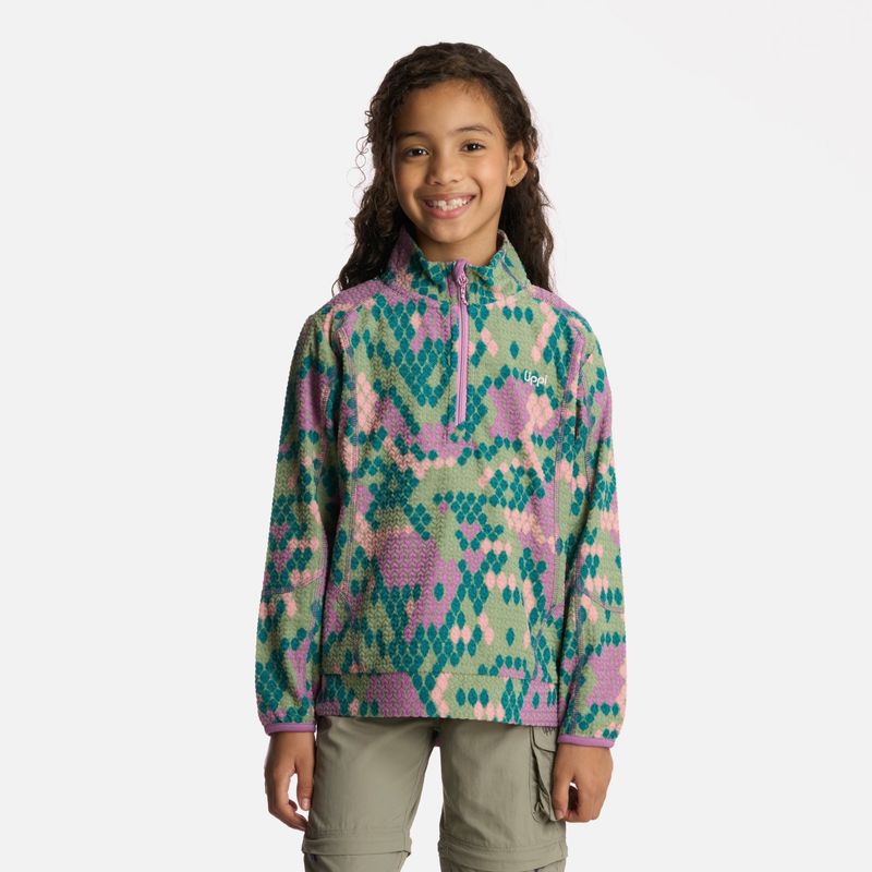 LIPPI - Polerón Niña Saltamontes Nano-F 14 Zip Print Turquesa Lippi