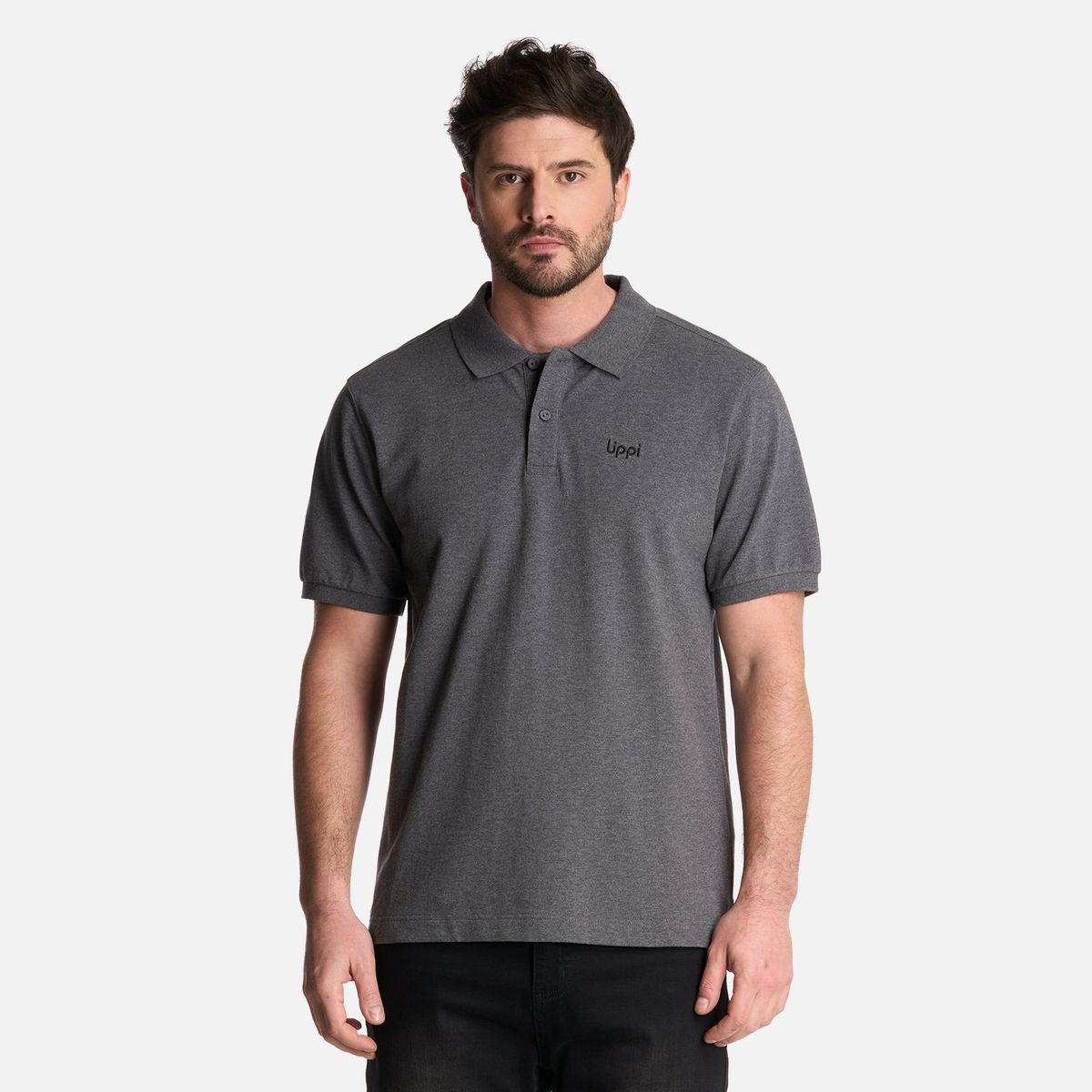 LIPPI - Polera Hombre First Class Elastic Polo Gris Melange Lippi