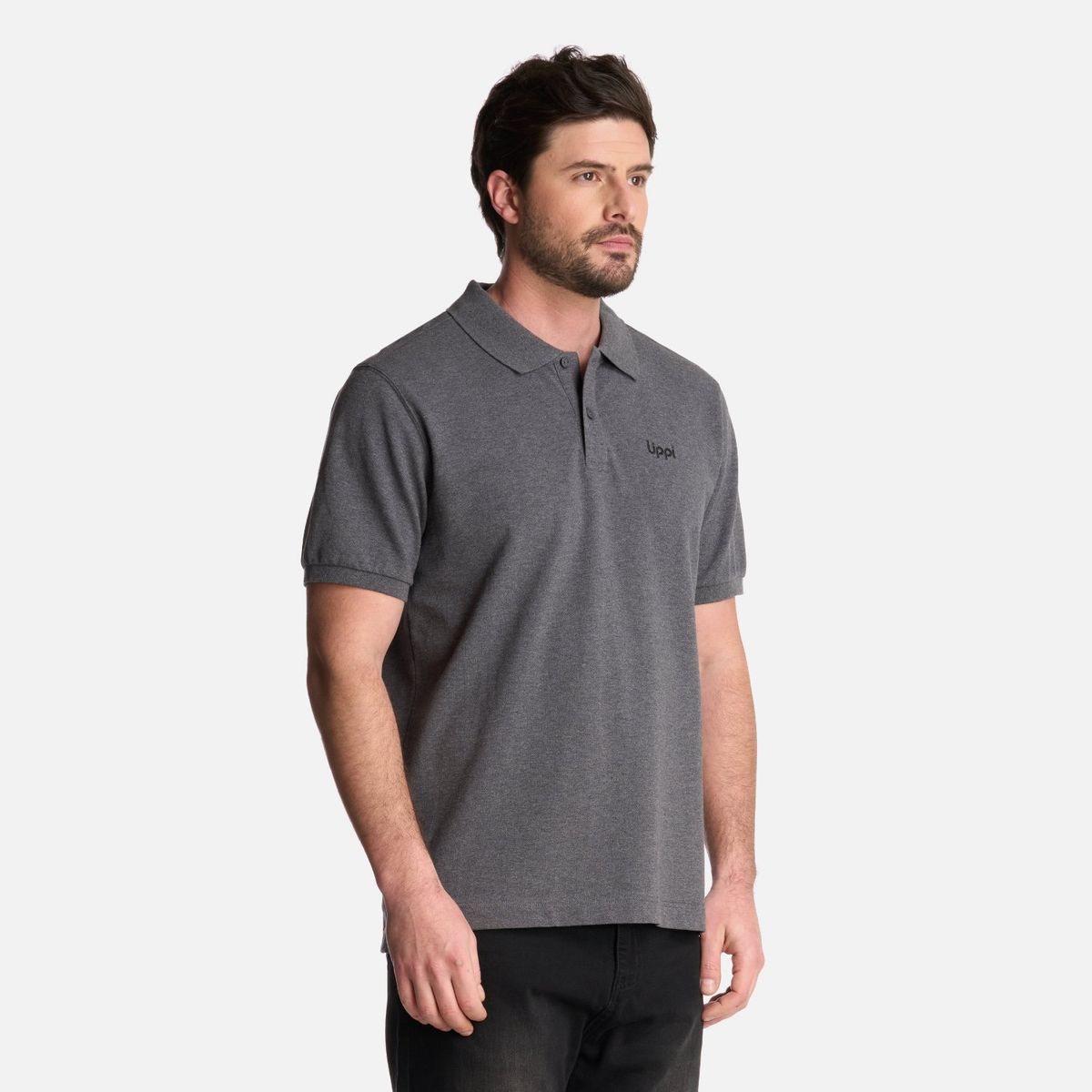 LIPPI - Polera Hombre First Class Elastic Polo Gris Melange Lippi