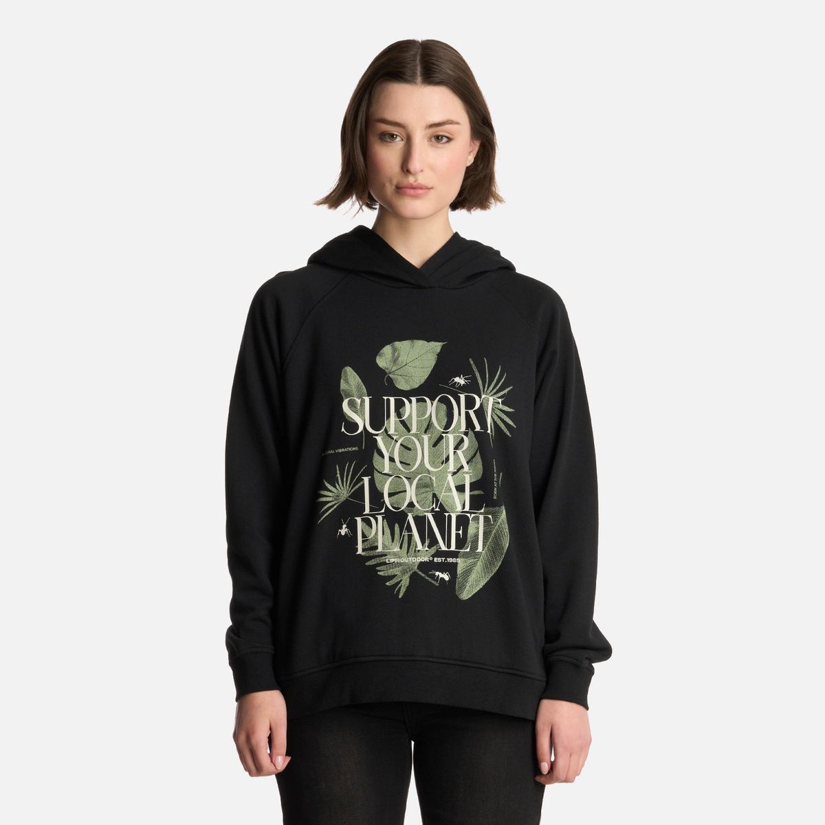 LIPPI - Polerón Mujer Insigne Hoody Sweatshirt Front Print Negro Lippi