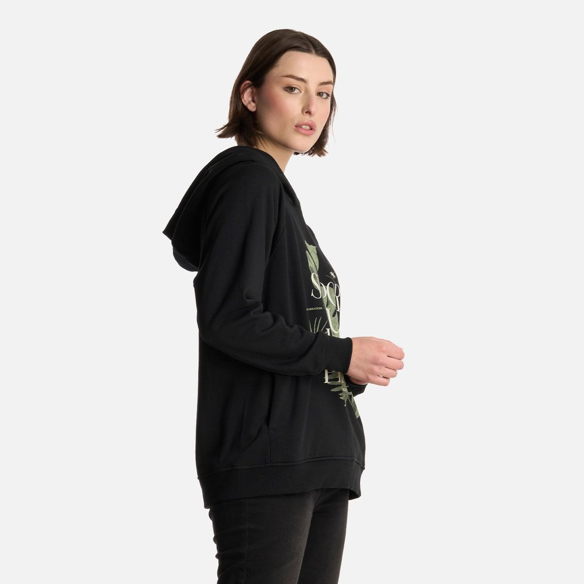 LIPPI - Polerón Mujer Insigne Hoody Sweatshirt Front Print Negro Lippi