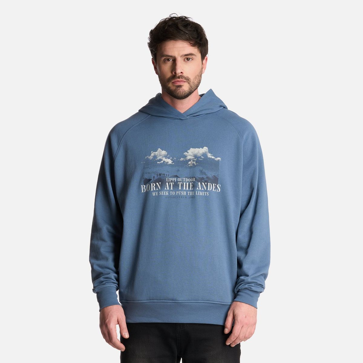 LIPPI - Polerón Hombre Insigne Hoody Sweatshirt Front Print Azul Piedra Lippi
