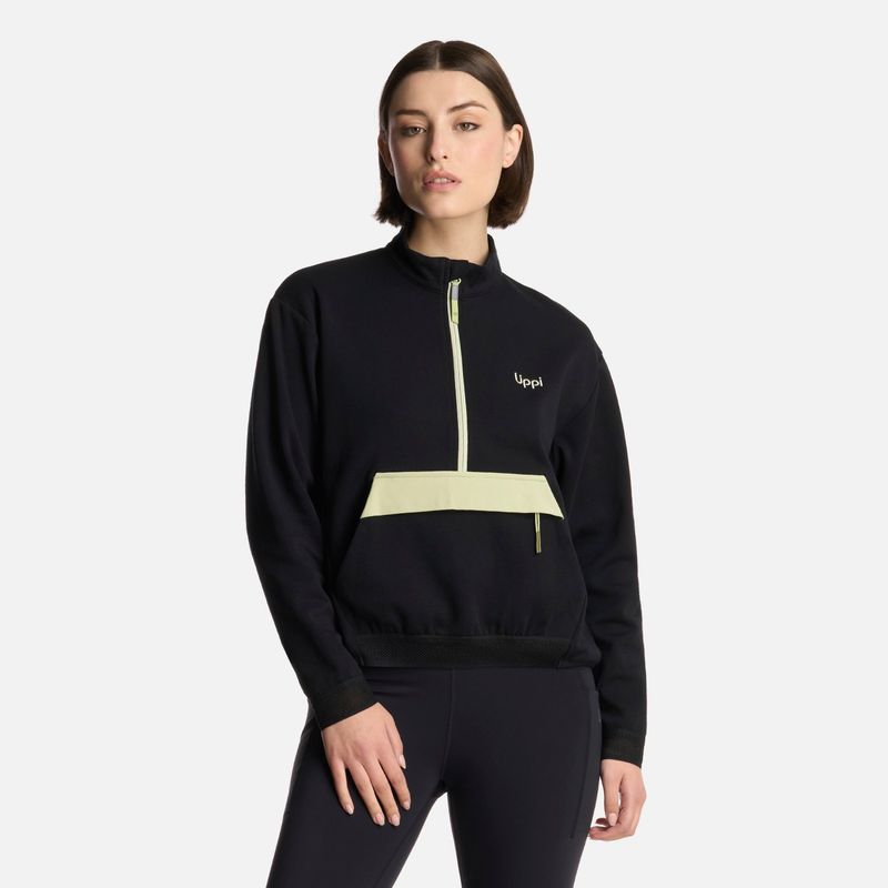LIPPI - Polerón Mujer DownStreet 1/4 Zip Sweatshirt Negro Lippi