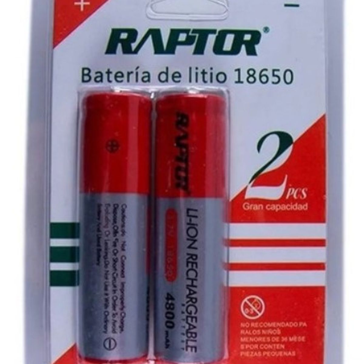 GENERICO - Pack Con 2 Batería Raptor 18650 Recargable