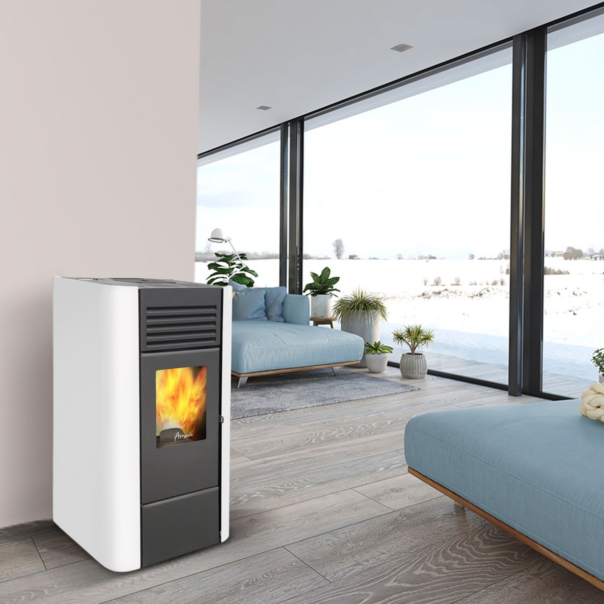 AMESTI - Calefactor a Pellet Milano Blanco Amesti