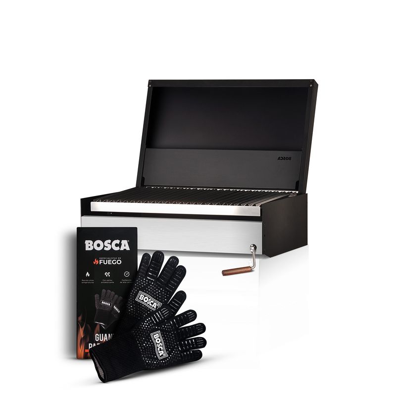 BOSCA - Pack Parrilla a Carbon Bosca Block 750 + Guantes Parrillero Bosca